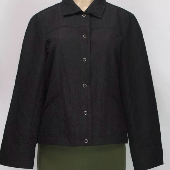 Requirements Women's Lightweight Lined Embroidered Coat Jacket. Black. Size XL - Picture 2 of 11